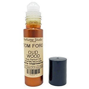 Premium Custom Perfume Blend - Version of Oud Wood Cologne for Men by Tom Ford, 10ml Golden Glass Roller Bottles
