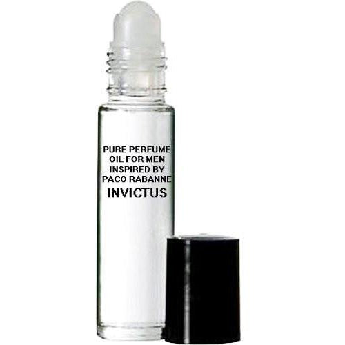 Premium Perfume Oil Inspired by Invictus Cologne for Men, 10ml Clear Glass Roller Bottle, Black Cap