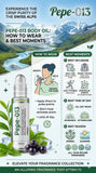Perfume Studio Body Oil Fragrance 10ml Travel Rollerball Aromatic Green & Citrus Scent Swiss Alps Inspired with Green Tea, Blackcurrant, and Metallic Freshness (Pepe-013)