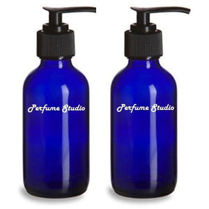 Perfume Studio&#0153; Empty Cobalt Blue Boston Round Glass 4 Oz Bottle with D...