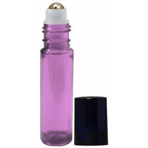 10ml Metal Ball Roller Bottles for Essential Oils. Elegant Purple Glass, 12 Pcs