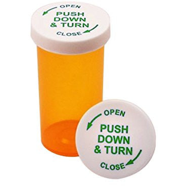Prescription Pill Vials with Child Resistant Security Twist Caps (16 DRAM, 12 PCS)