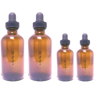 Calibrated Amber Glass Dropper Bottle Set (4 Pcs; 2 Four Ounce & 2 Two Ounce Bottles)