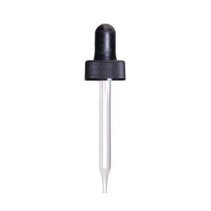 18/400 Black Plastic Bulb Flint Glass Pipette Dropper - 7x66mm (Pack of 20)