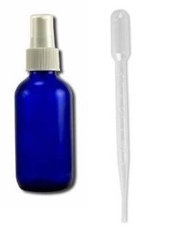 Greenhealth - 4oz Cobalt Blue Glass Bottle w/White Atomizer (Set of 4) + 1 Clear Pipette