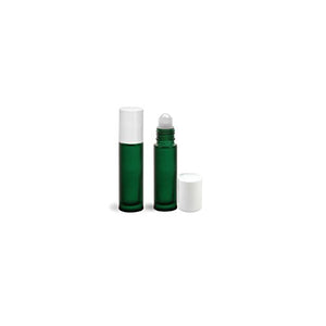 Green Glass Essential Oil Roller Bottles with Real Froted Glass Ball Applicator, 10 ML (GREEN)