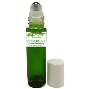 Peppermint Roll On Oil - 100% Pure Undiluted in a 11 ml Green Glass Roller Bo...