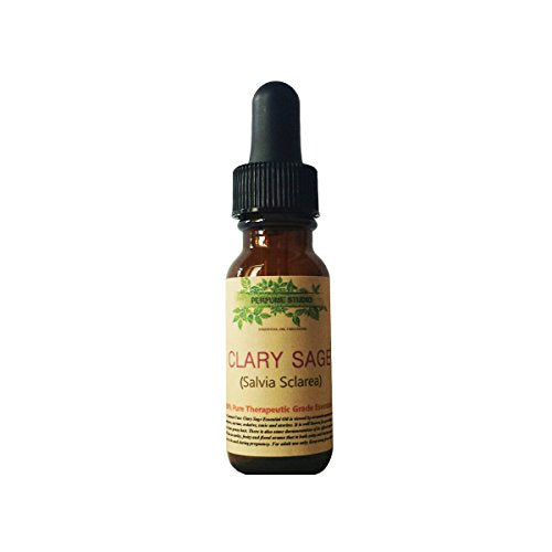 Clary Sage Essential Oil. Therapeutic Grade 100% Pure Clary Sage Essential Oil is a 15ml Amber Glass Dropper Bottle (Salvia Sclarea Premium Quality Aromatherapy Oil)