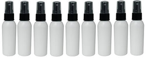 Perfume Studio 2oz HDPE White Plastic Bottles with Fine Mist Black Sprayer, FDA APPROVED, Non-Toxic, Food Grade, BPA Free, MADE IN USA Travel Accessories Bottles. (9, 2oz White/Black Sprayer Bottle)