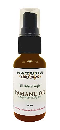 Tamanu Oil 100% Pure Virgin All-Natural Cold Pressed Unrefined; For Face Skin Anti-Aging, Hair & Scalp. Relief for Acne, Scars, Stretch Marks and Eczema; Amber Glass Bottle Treatment Pump (30ml / 1oz)