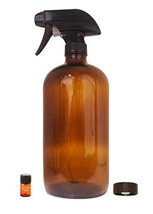 Empty Amber Glass Spray Bottle with Storage Cap, Mist & Stream Sprayer & Perfume Studio Fragrance Sample; Ideal for Essential Oils, Cleaning Products, and other Sprayable Liquids; (16oz Sprayer)