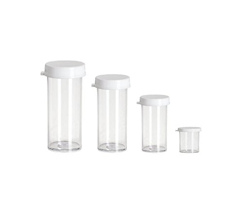Perfume Studio 12 Piece Assortment of Clear Plastic Styrene Vial Containers with Snap Caps for Organizing & Storing Craft Supplies, Pills, Beads, Seeds; 3 of Each: 1 Dram, 3 Drams, 5 Drams, 7 Drams.