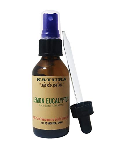 Lemon Eucalyptus Essential Oil Spray 100% Pure Therapeutic Grade; 2oz Amber Glass Dropper/Sprayer Bottle