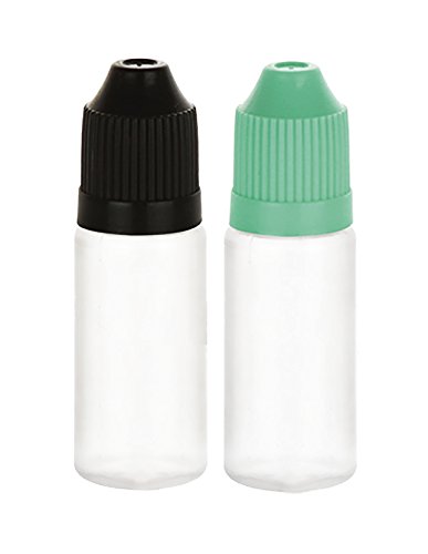 Perfume Studio Pack of Empty LDPE Plastic Squeezable Dropper Bottles, 11ml (60-Pack Green/Black Cap)