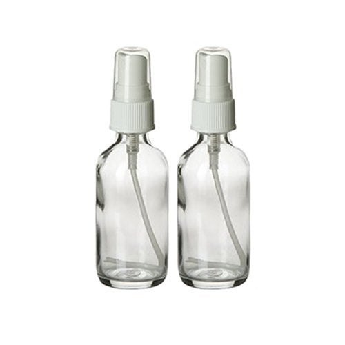 Perfume Studio 2oz Clear Glass Spray Bottles, Set of 2 Pieces & a Pure Perfume Oil Sample (WHITE SPRAYER)