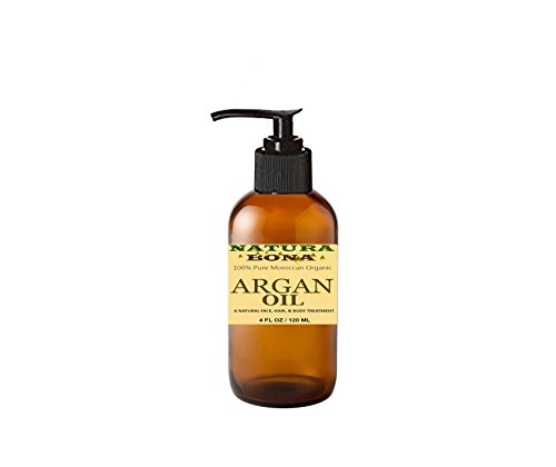 100% Pure Organic Argan Oil. A Natural Skin Moisturizer and Hair Revitalizing Oil. Packaged in a Practical 4 Oz Amber Glass Pump Bottle (Anti Aging Face Moisturizer and Hair Revitalizer)