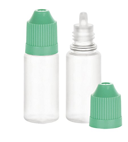 Perfume Studio Pack of Empty LDPE Plastic Squeezable Dropper Bottles, 11ml (15-Pack Green Cap)