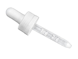 Medicine Plastic Eye Droppers with 20/400 Finish, Fine Ribbed Child Resistant Closure Cap With a 2 1/2" Plastic Pipette, Graduated 0.4 ML- 0.8 ML, Pack of 100 Droppers