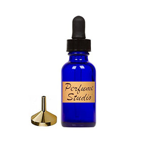 Perfume Studio Essential Oils Set: 3 Metal Funnels, 3 Empty Blue Cobalt 1 Oz Dropper Bottles