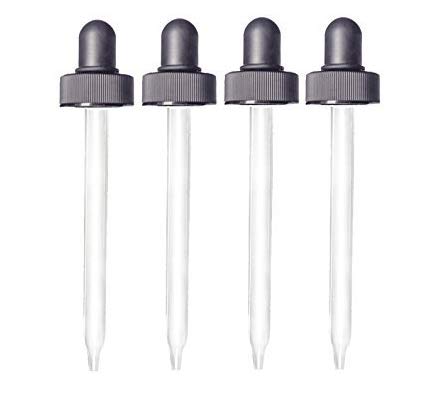 Replacement Straight Glass Tip Pipette Droppers with a Black Bulb for 4oz Boston Round Bottles with a 24/400 Neck Finish (No Bottles), Plus Free Perfume Studio Pure Parfum 2ml Sampler (24mm Neck Size)