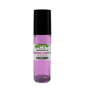 Premium IMPRESSION Oil Compatible to Candy Perfume. 10ml Purple Roller, Black Cap, 100% Pure-No Alcohol (Our VERSION/TYPE; Not Original Brand)