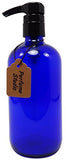 Perfume Studio Large Cobalt Blue Boston Round Glass Bottles with Lotion/Soap Dispensing Pump