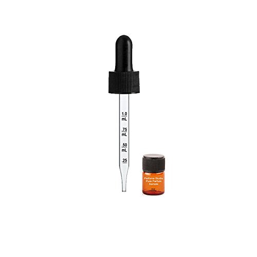 Perfume Studio Measured Dropper Top - Pack of Six, No Bottles Calibrated Glass Droppers, Plus Free Perfume Sample Vial (7 x 89 mm - 2oz)