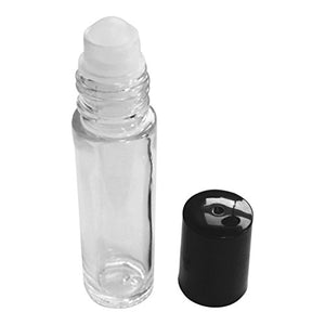 6 New Premium 10ml (1/3 oz) Clear, Refillable Glass Bottle for Essential Oils, Aromatherapy, Perfume or Lip Balm