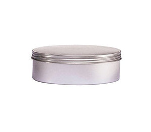 Set of Food Grade Airtight Tin Containers with Screw Top Lids - 4 Oz, Flat & Round Tin Can Containers with a Thread Cap Tight Seal (6)