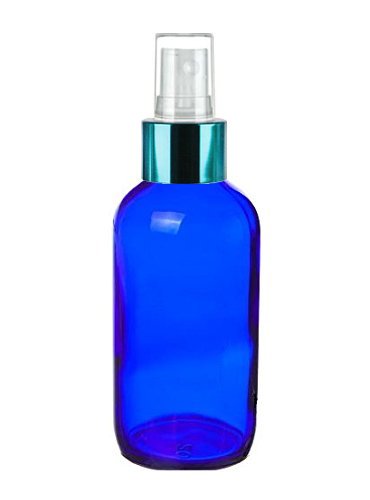 Perfume Studio 4 oz Blue Cobalt Spray Bottles with Turquoise Sprayer Top (4, Turquoise Top)