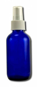 Cobalt Blue Boston Round Glass Bottle 4 Oz with Black Atomizer for Essential Oil Formulas, 3 Pieces