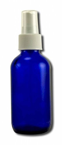 Cobalt Blue Boston Round Glass Bottle 4 Oz with Black Atomizer for Essential Oil Formulas, 3 Pieces