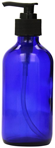 1 X 8 oz Cobalt Blue Glass Lotion / Soap Dispenser with Black Pump
