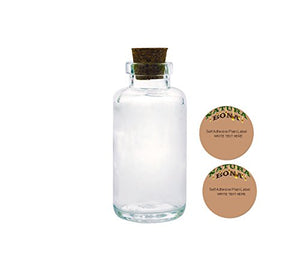 Natura Bona Apothecary Glass Bottles with Tapered Cork, 6oz/170g Clear Thick Glass Essential Oil Empty Bottle with Two Blank Adhesive Labels.