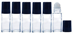 1oz Glass Roller Bottles for Essential Oils, Perfume, and Liquid Deodorant; 30ml Roll on Glass Bottle with a complimentary 2ml Pure Parfum Sample Glass Vial. (6)