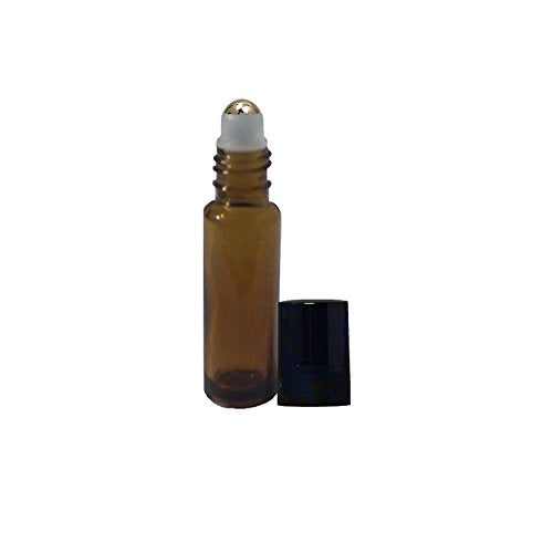 Perfume Studio Amber Roll On Set for Essential/Perfume Oils with Metal Ball Applicator - 10 ml (10, Amber Glass Metal Ball)