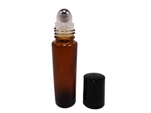 Perfume Studio Set of Amber Roll Ons With Metal Ball Applicators - Tested Against Leaks! 10 ml (5, Amber Glass Metal Ball)