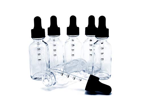 Perfume Studio Calibrated Clear Glass Empty Dropper Bottles 1oz, for Essential Oils, Includes Complimentary Fragrance Oil Sample, Set of 6