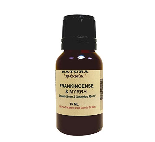 Natura Bona Frankincense and Myrrh Essential Oil Blend; 100% Pure Therapeutic Grade Synergistic Blend (15ml Euro Dropper)