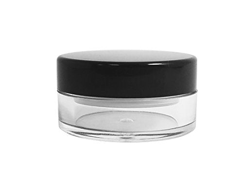 Perfume Studio Professional Quality 10g / 10ml Powder Jar Sifter Containers with Black Lids. BPA Free Thick Wall Clear Acrylic Round Jars (6)