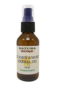 St Johns Wort Herbal Oil 20% Dry Herb Infused in Organic Extra Virgin Organic Olive Oil for skin health, muscular and joint wellness support; Therapeutic Grade (Amber Glass Treatment Pump, 2oz)