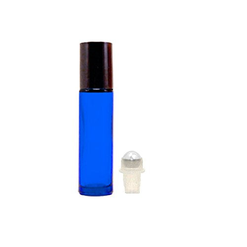 Glass Roller Bottle Set (10pcs) with a GLASS ROLLER BALL and a Smooth Outside Echo Friendly Blue Shield Coat to Protect Contents Against Harmful UV Light - Tested Against Leaks! 11 ml Capacity