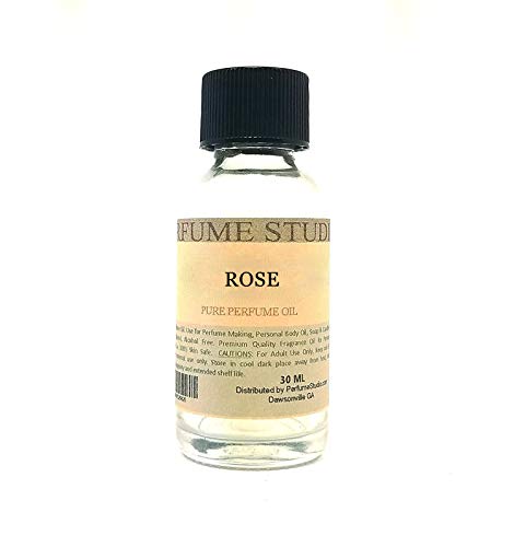 Pure Perfume Oil for Perfume Making, Personal Body Oil, Soap, Candle Making & Incense; Splash-On Clear Glass Bottle. Premium Quality Undiluted & Alcohol Free (1oz, Rose Fragrance Oil)
