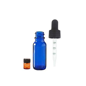 Perfume Studio 15ml Calibrated Cobalt Glass Dropper Bottles - Pack of 6 Plus Free Perfume Sample Vial (.5 Oz, Cobalt)