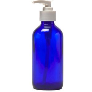 8 oz Glass Pump Bottle - Perfume Studio Cobalt Blue Glass Lotion/Soap Pump Dispenser Bottles with Black or White Pump Dispenser (3 Units)