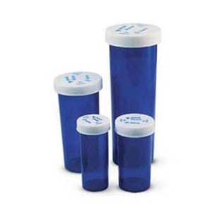 Child Resistant 6 Dram Blue Pill Vials (12 Pack)