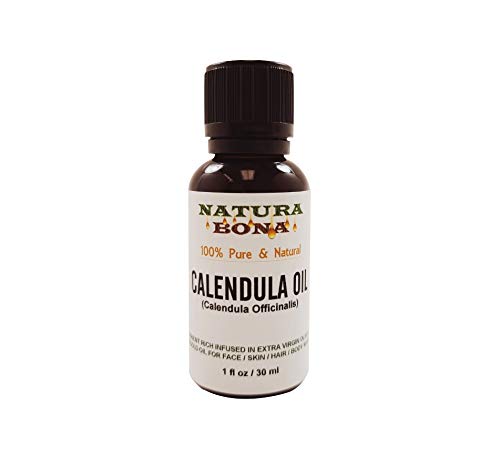 Calendula Oil Extracted from The Marigold Calendula Officinalis Flower Through Extra Virgin Olive Oil Infusion. 100% Natural, GMO-Free - Health Benefits for Skin, Nails, Hair, Face and Body; 1oz/30ml