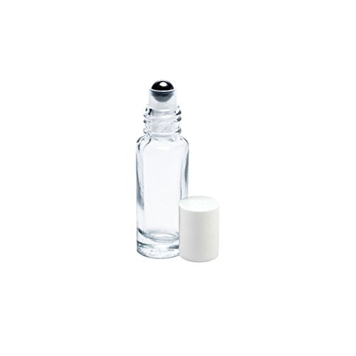 Perfume Studio® 5ml Metal Ball Roll On for Essential Oils, Lip Balm, Perfume Oils and Aromatherapy Oils (White Caps) (1)