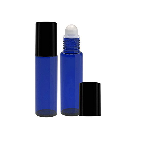 Perfume Studio® Cobal Glass Roller Bottles for Essential Oils; 10ml 2 Piece Set (Plastic Ball, Cobalt)