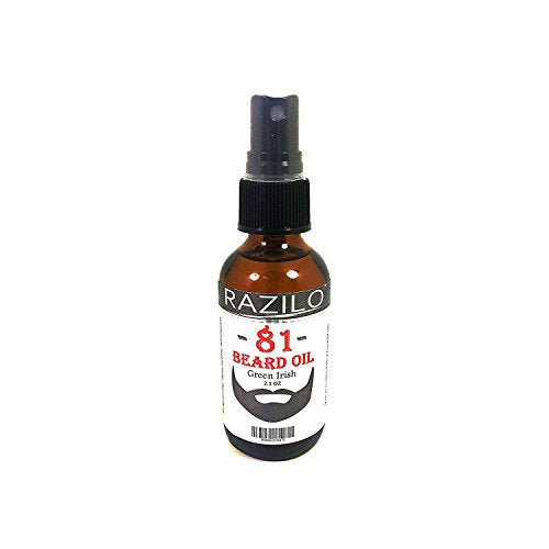 RAZILO 81 Green Irish Beard Oil Spray Bottle for Men. Premium Leave-in Beard & Mustache Conditioner. Enjoy a Clean Scent Oil Blend that Promotes Healthy Hair Growth & Softens Your Skin; 2.1 oz Spray